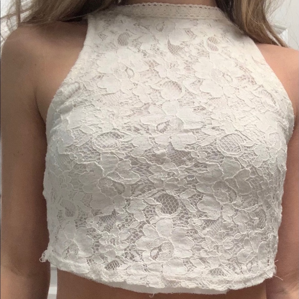 White Lace Crop Top